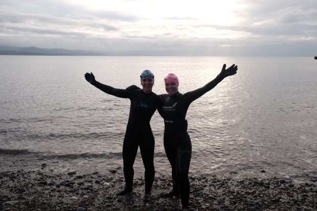 Swimming sisters new year swim